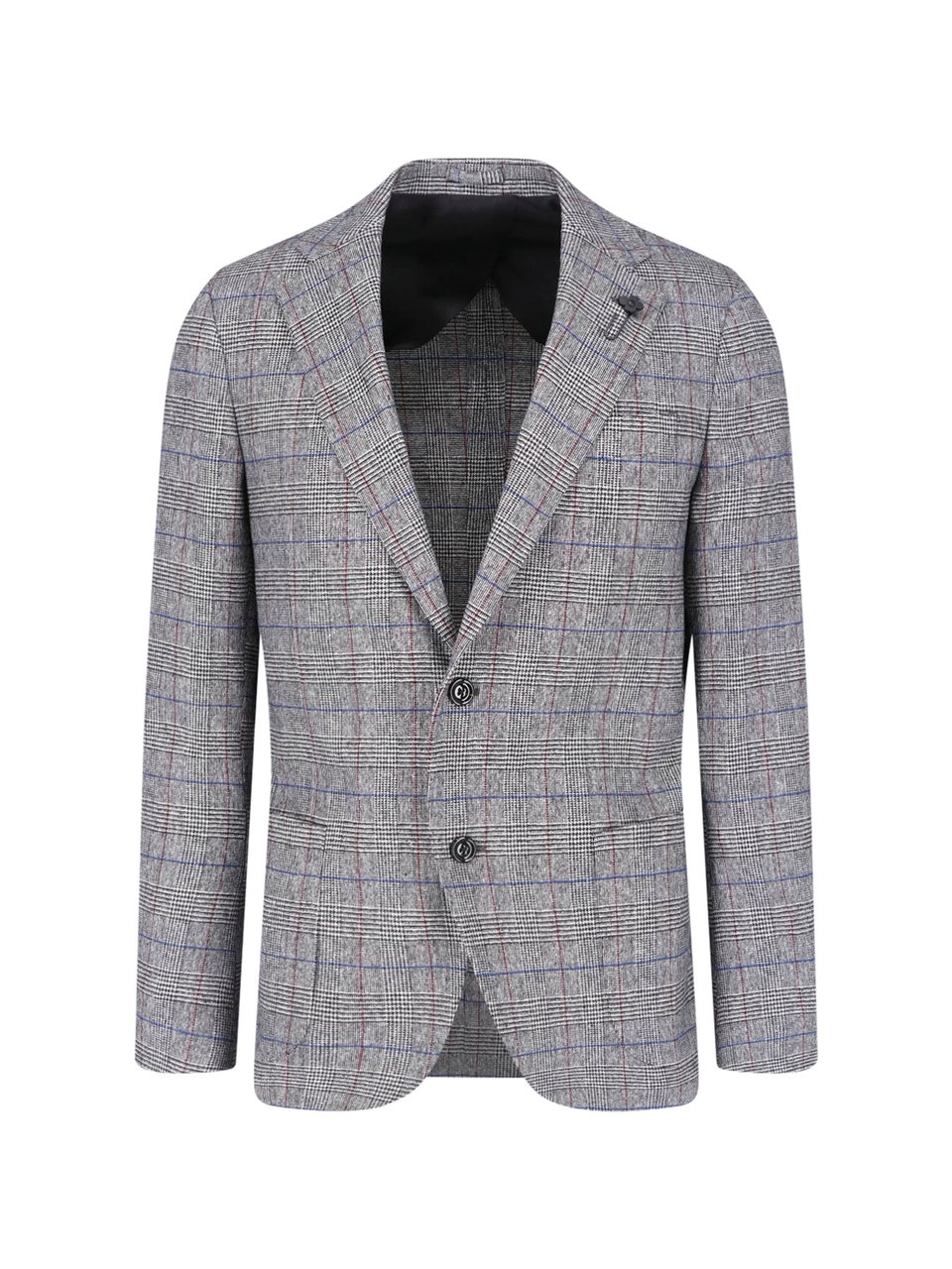 Lardini Grey Virgin Wool-Blend Pattern Blazer Grijs