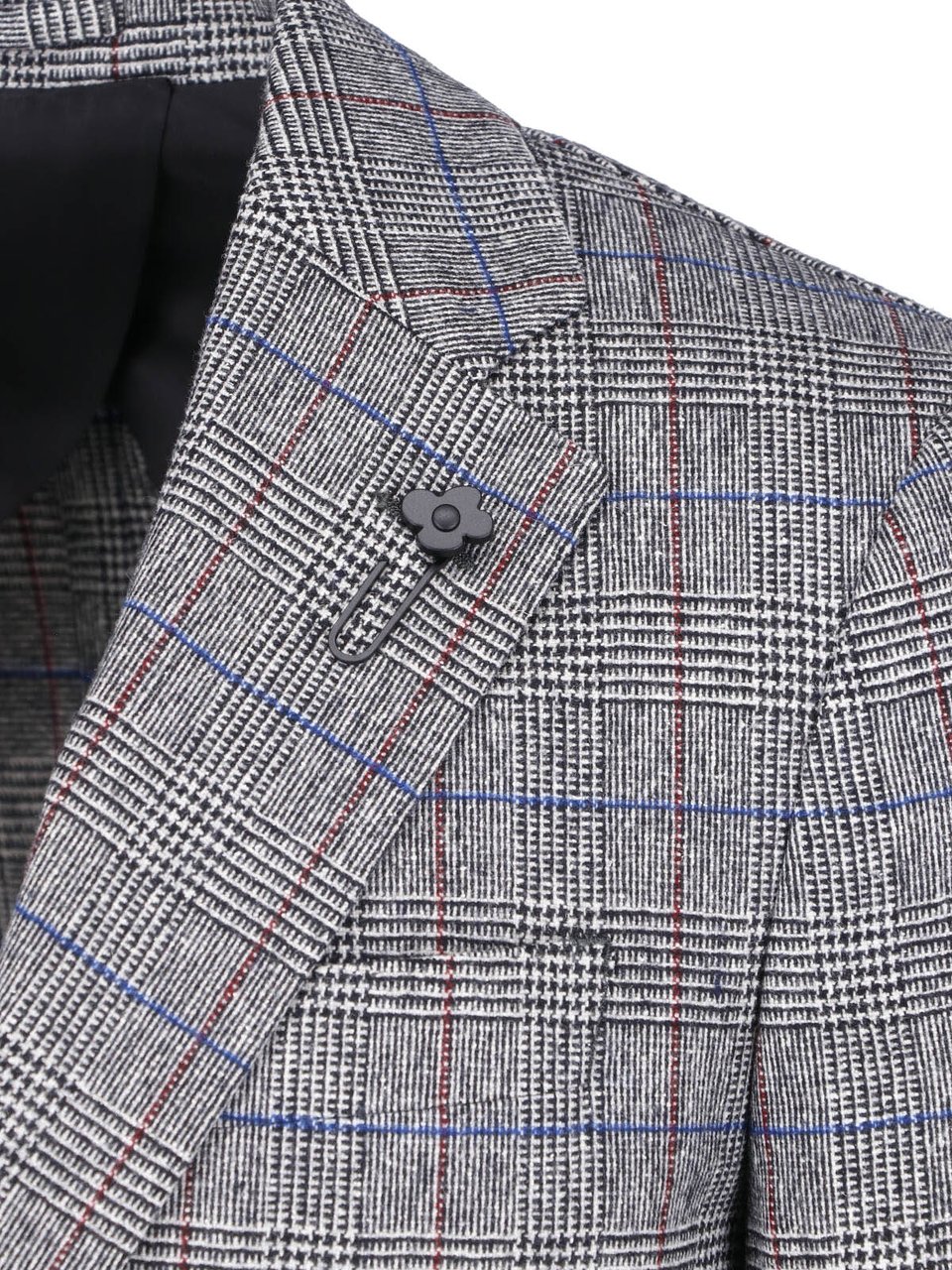Lardini Grey Virgin Wool-Blend Pattern Blazer Grijs
