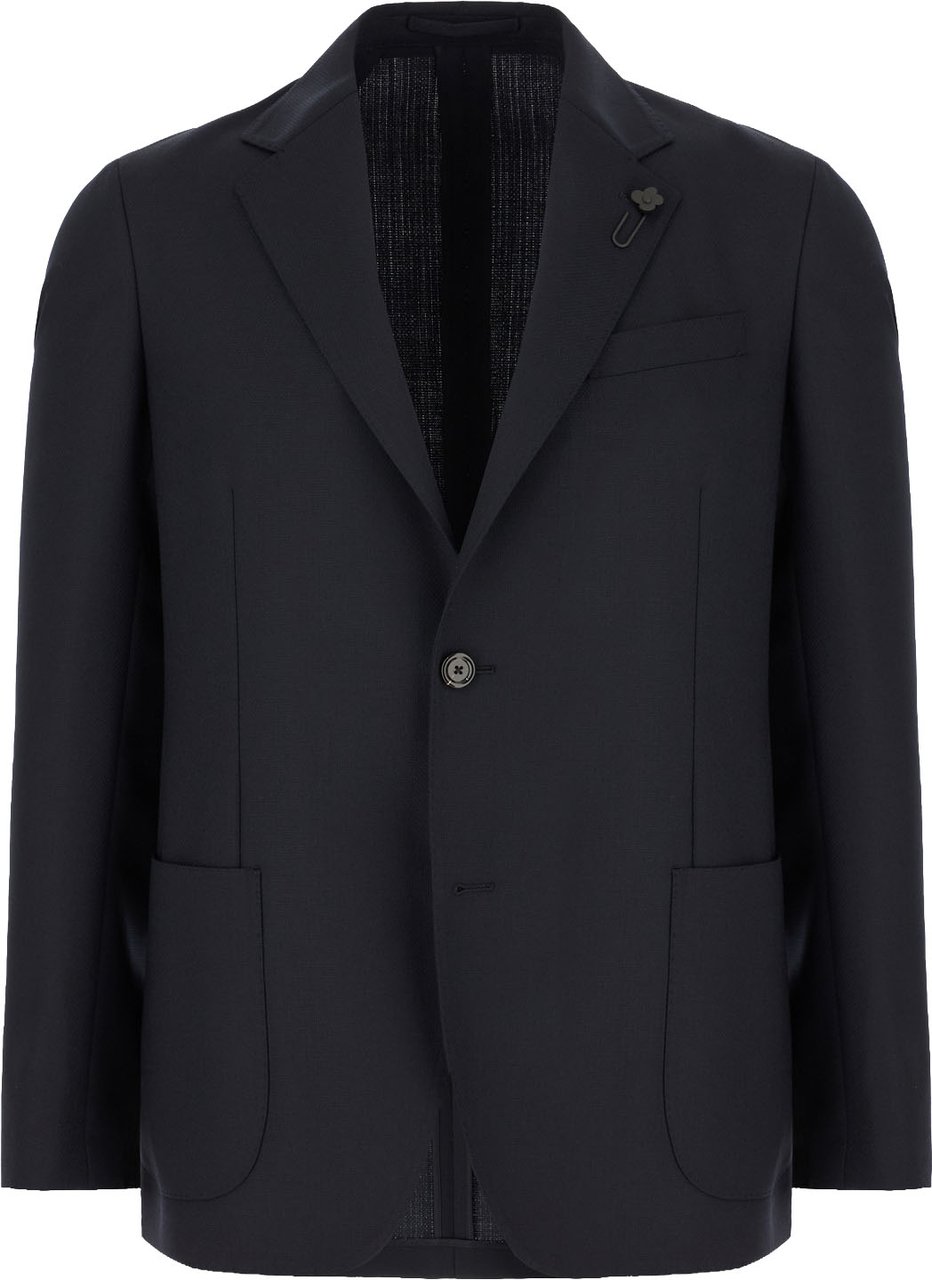 Lardini Midnight blue polyester blend blazer Blauw