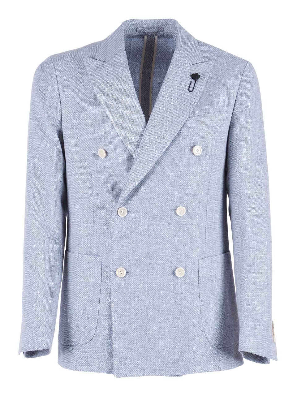 Lardini Double Breasted Peak Lapel Blazer Grijs