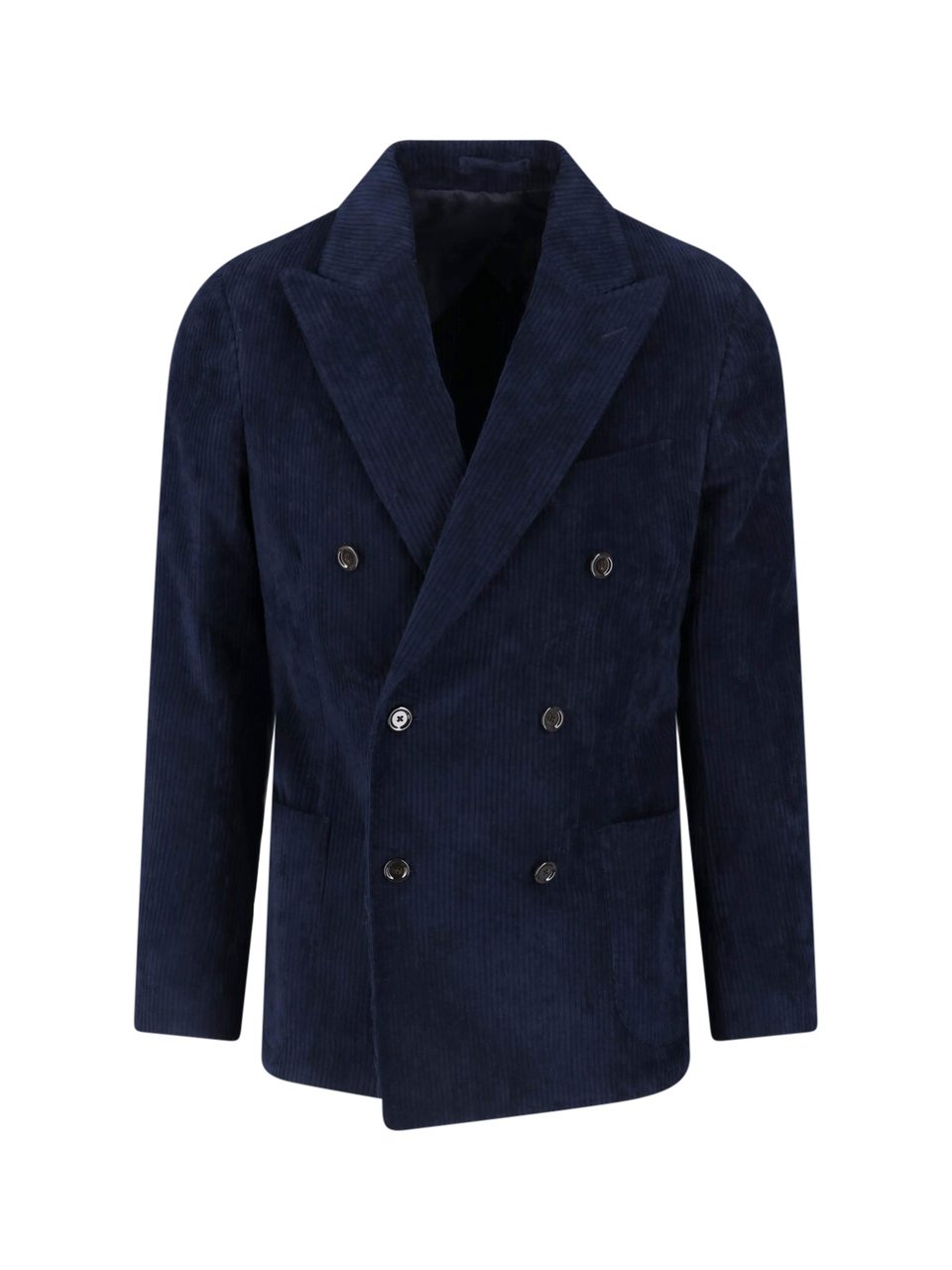 Lardini Dark Blue Corduroy Cotton Velvet Blazer Blauw