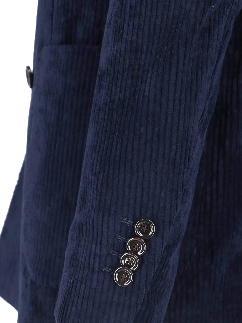 Lardini Dark Blue Corduroy Cotton Velvet Blazer Blauw
