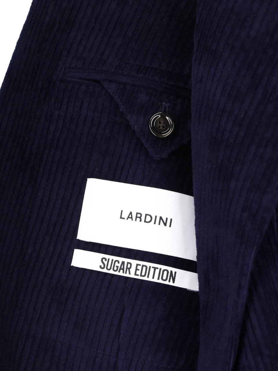 Lardini Dark Blue Corduroy Cotton Velvet Blazer Blauw