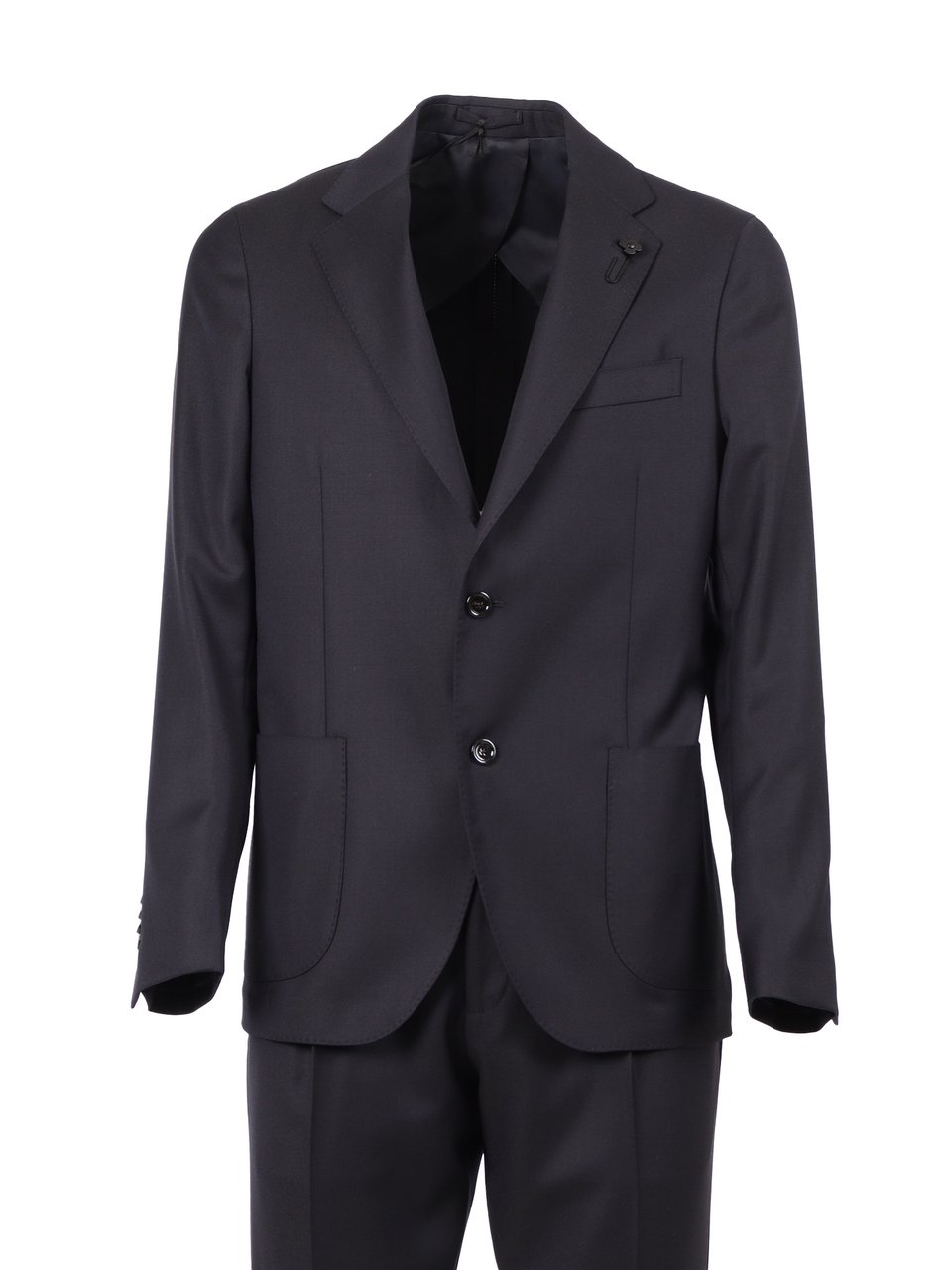 Lardini Tailored Black Suit with Notch Lapels and Tapered Fit Zwart