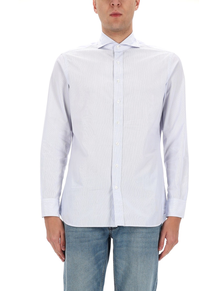 Lardini White Cotton Pointed Collar Shirt Wit