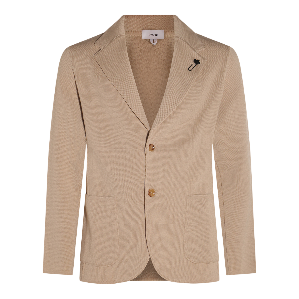 Lardini Tailored Brown Blazer With Textured Fabric And Floral Pin Roze
