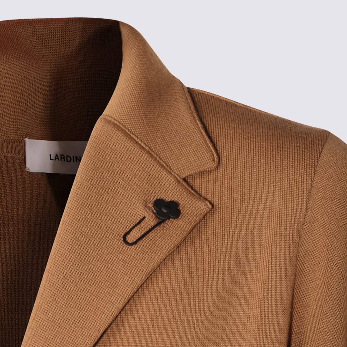 Lardini Tailored Blazer with Notch Lapels and Unique Lapel Pin Bruin