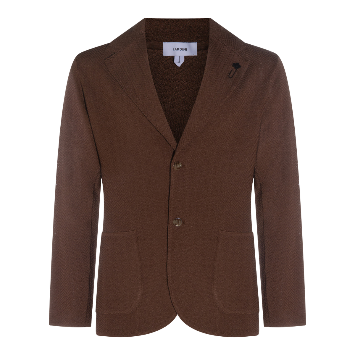 Lardini Textured Brown Blazer With Classic Two-Button Closure Bruin