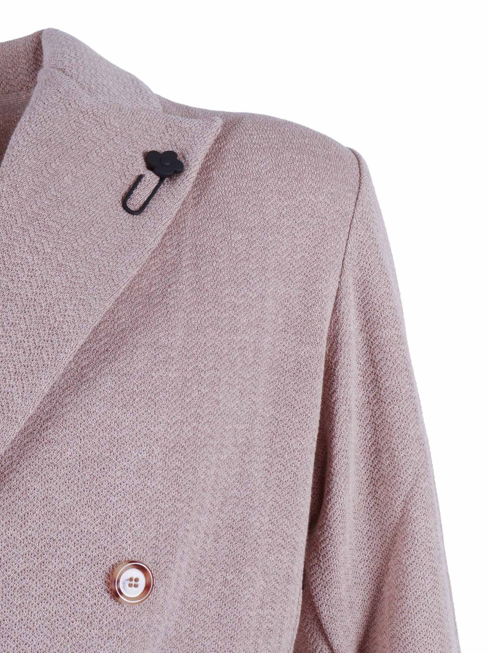 Lardini Double Breasted Textured Knit Blazer Wit