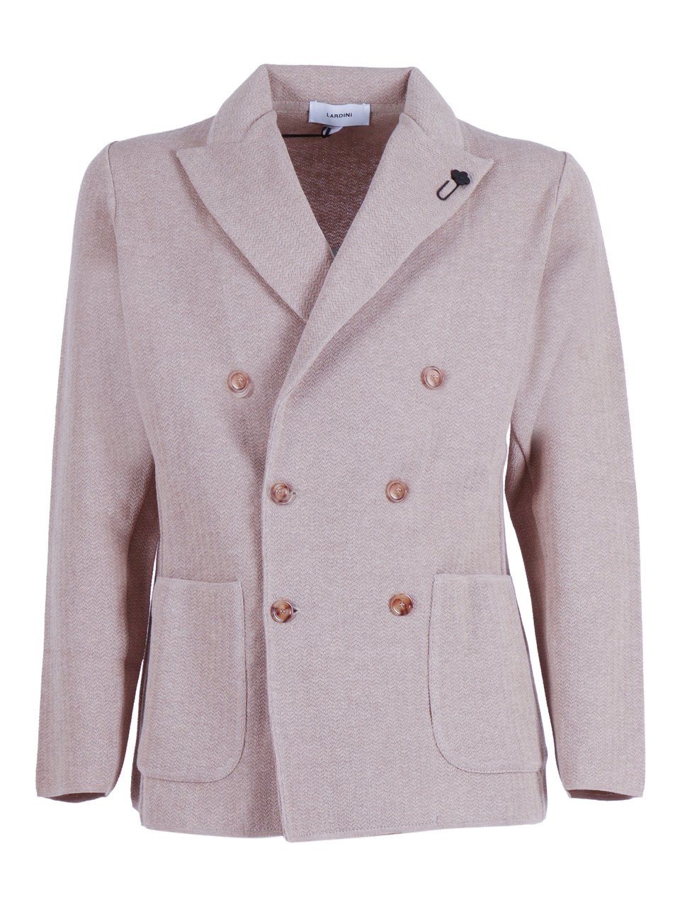 Lardini Double Breasted Textured Knit Blazer Wit
