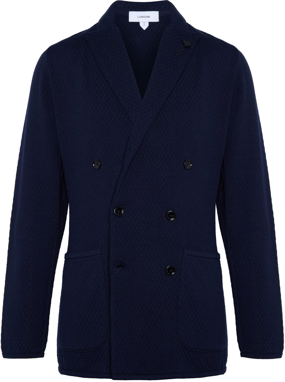 Lardini Double Breasted Textured Knit Blazer Zwart
