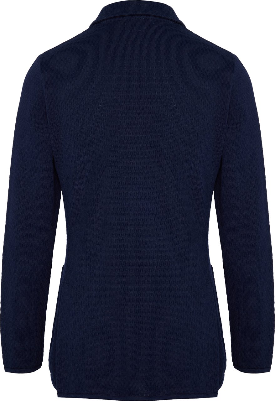Lardini Double Breasted Textured Knit Blazer Zwart