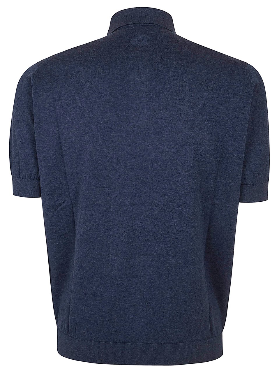 Lardini Short-Sleeve Polo Shirt with Classic Collar and Ribbed Detailing Blauw