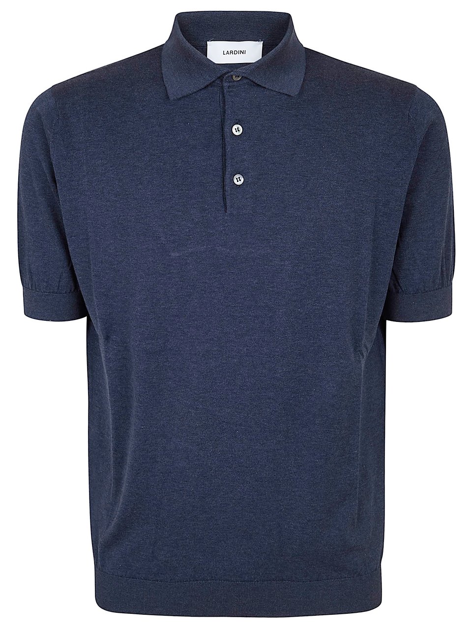 Lardini Short-Sleeve Polo Shirt with Classic Collar and Ribbed Detailing Blauw