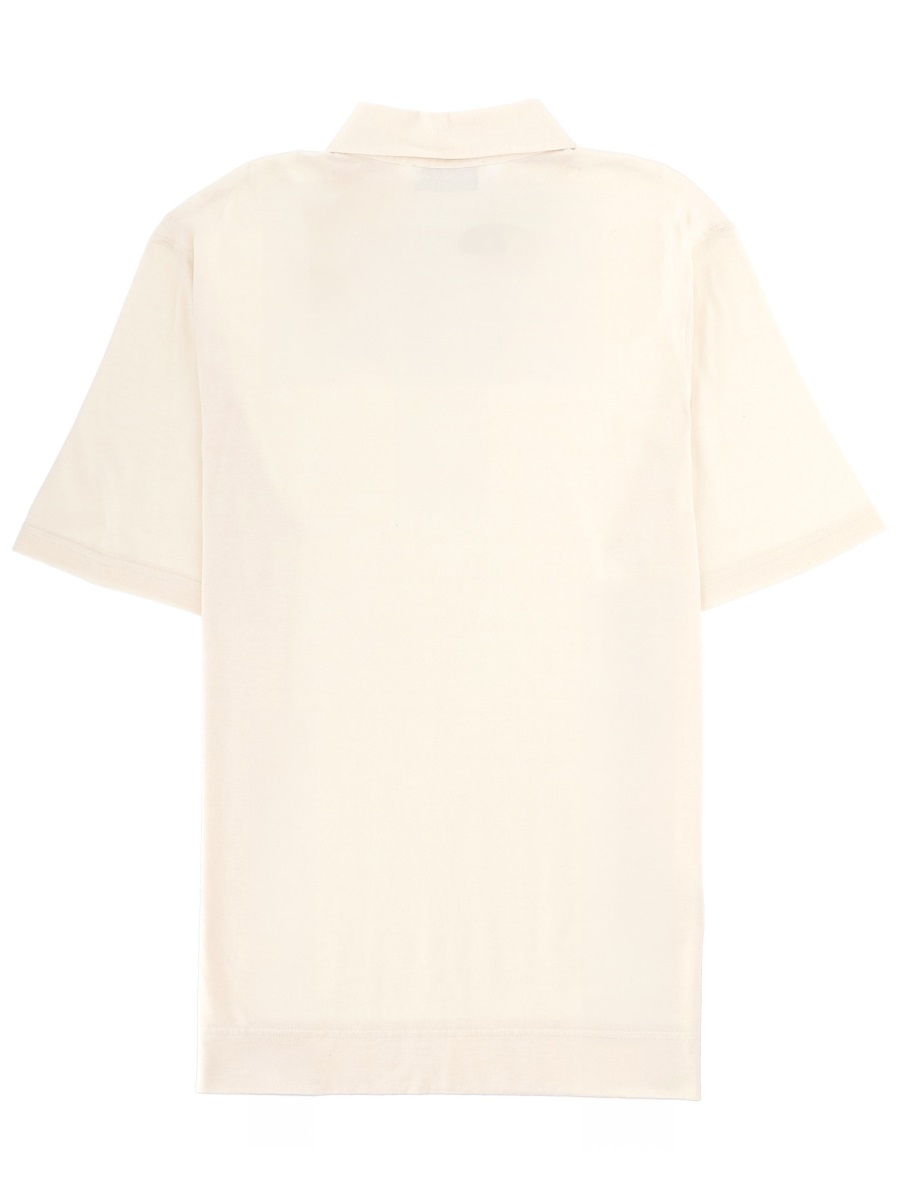 Lardini Textured Cotton Silk Three-Button Polo Shirt Neutraal