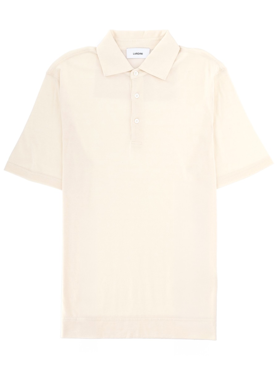 Lardini Textured Cotton Silk Three-Button Polo Shirt Neutraal