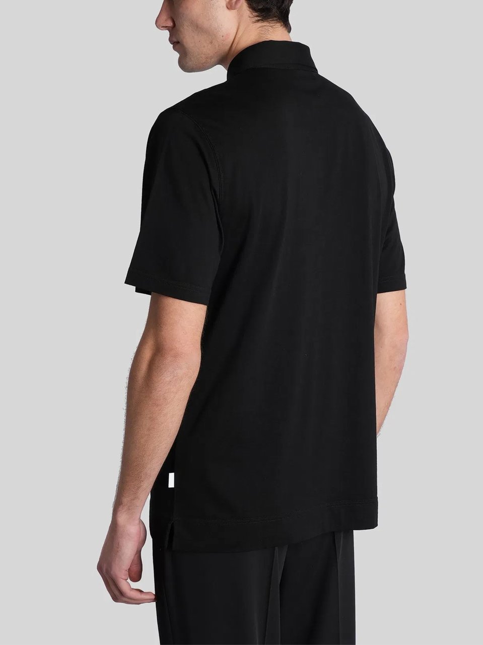 Lardini Black Cotton Minimalist Polo Shirt Zwart