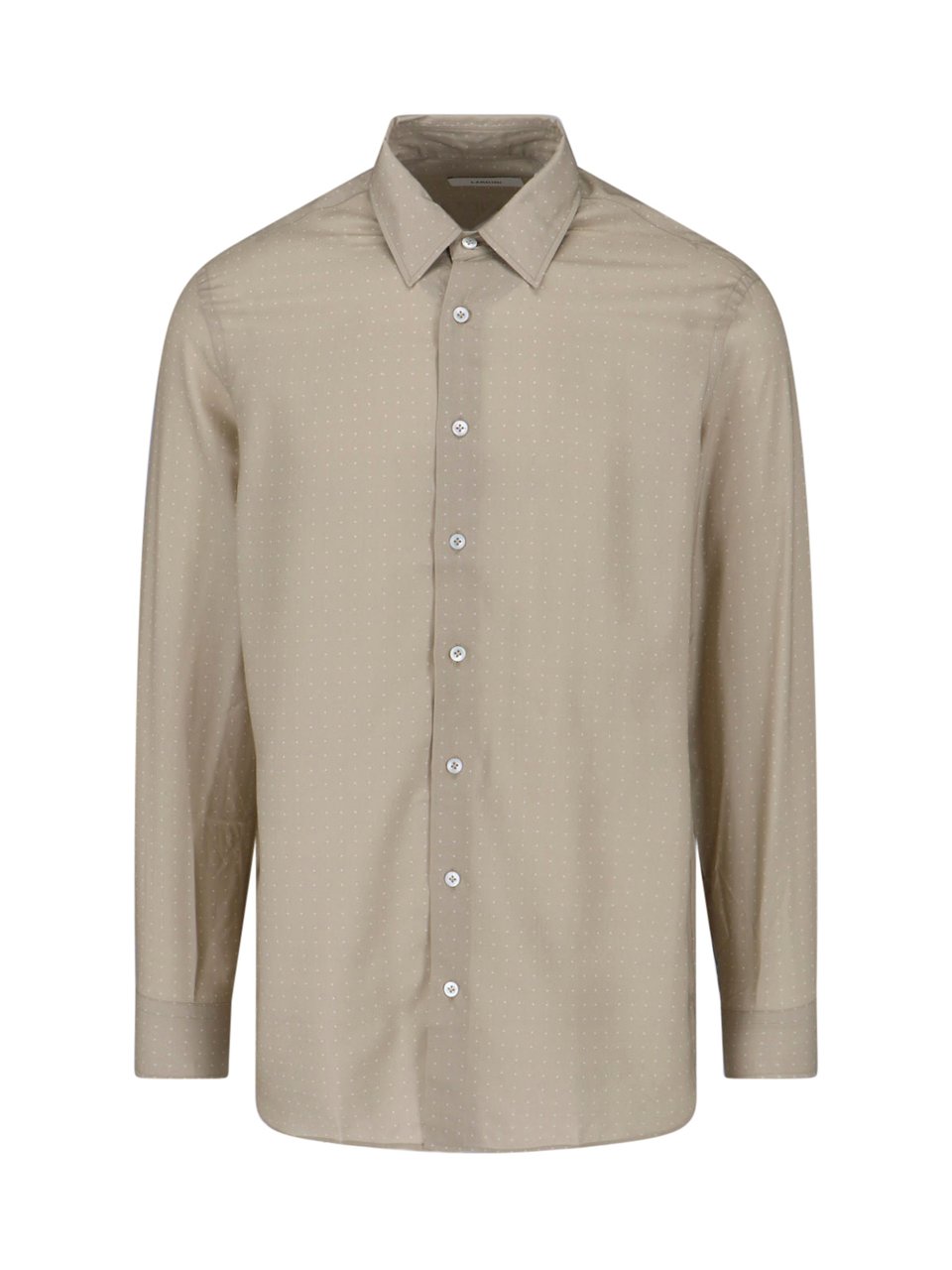 Lardini Taupe Lyocell Dotted Pattern Shirt Neutraal