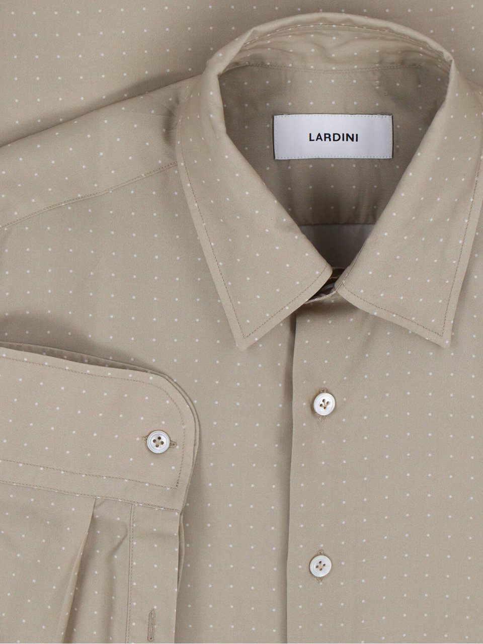 Lardini Taupe Lyocell Dotted Pattern Shirt Neutraal