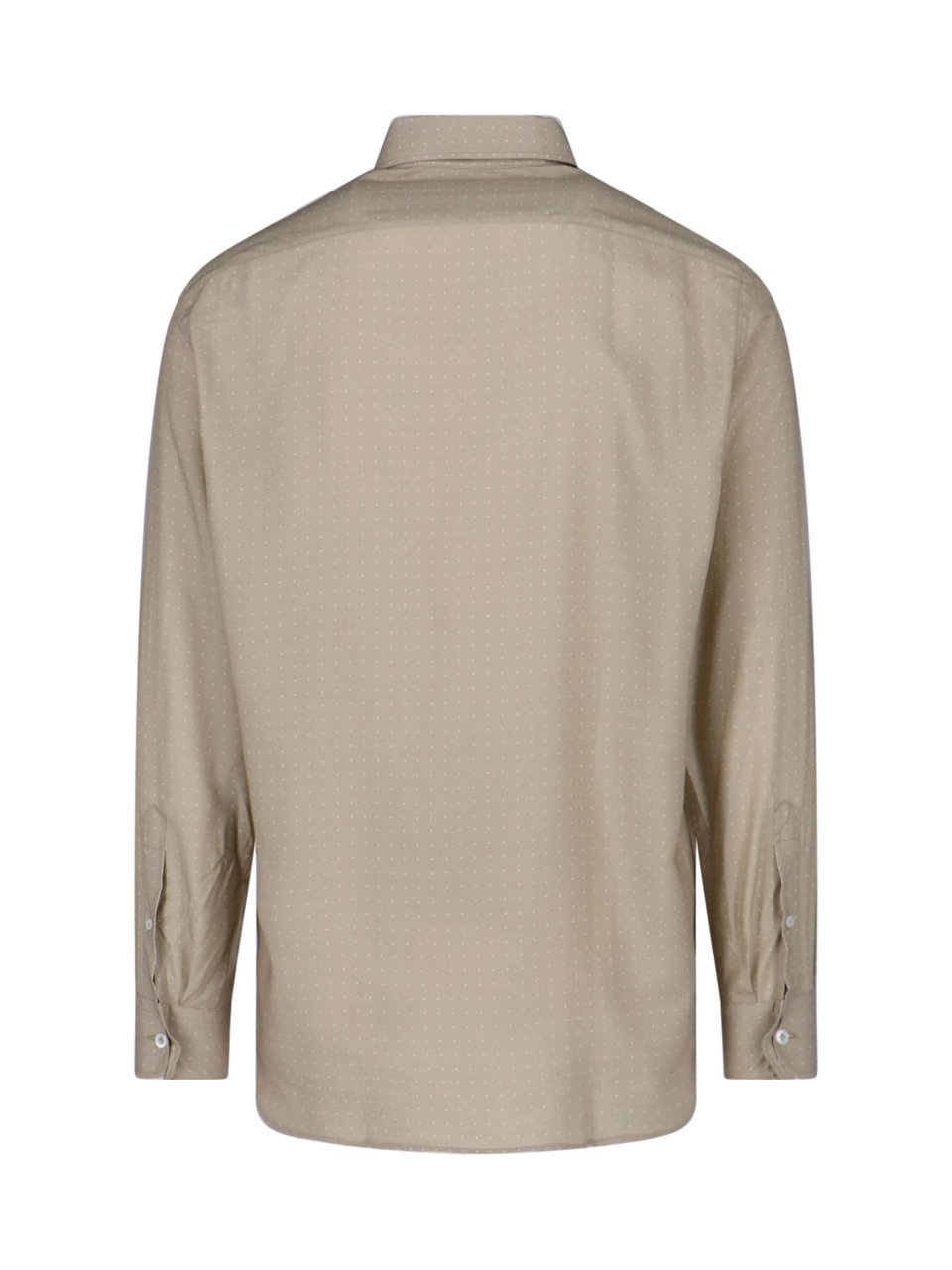 Lardini Taupe Lyocell Dotted Pattern Shirt Neutraal