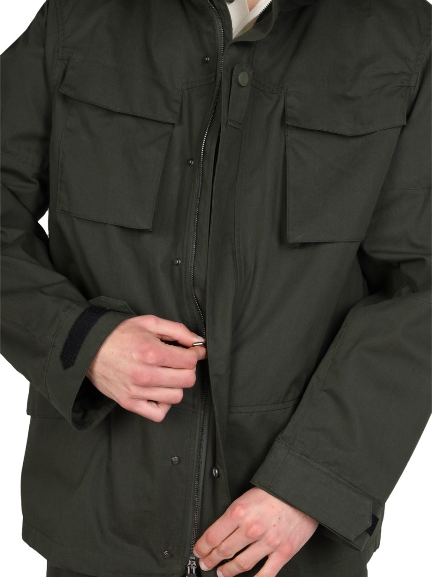 Lardini Structured High Neck Jacket With Button Zwart