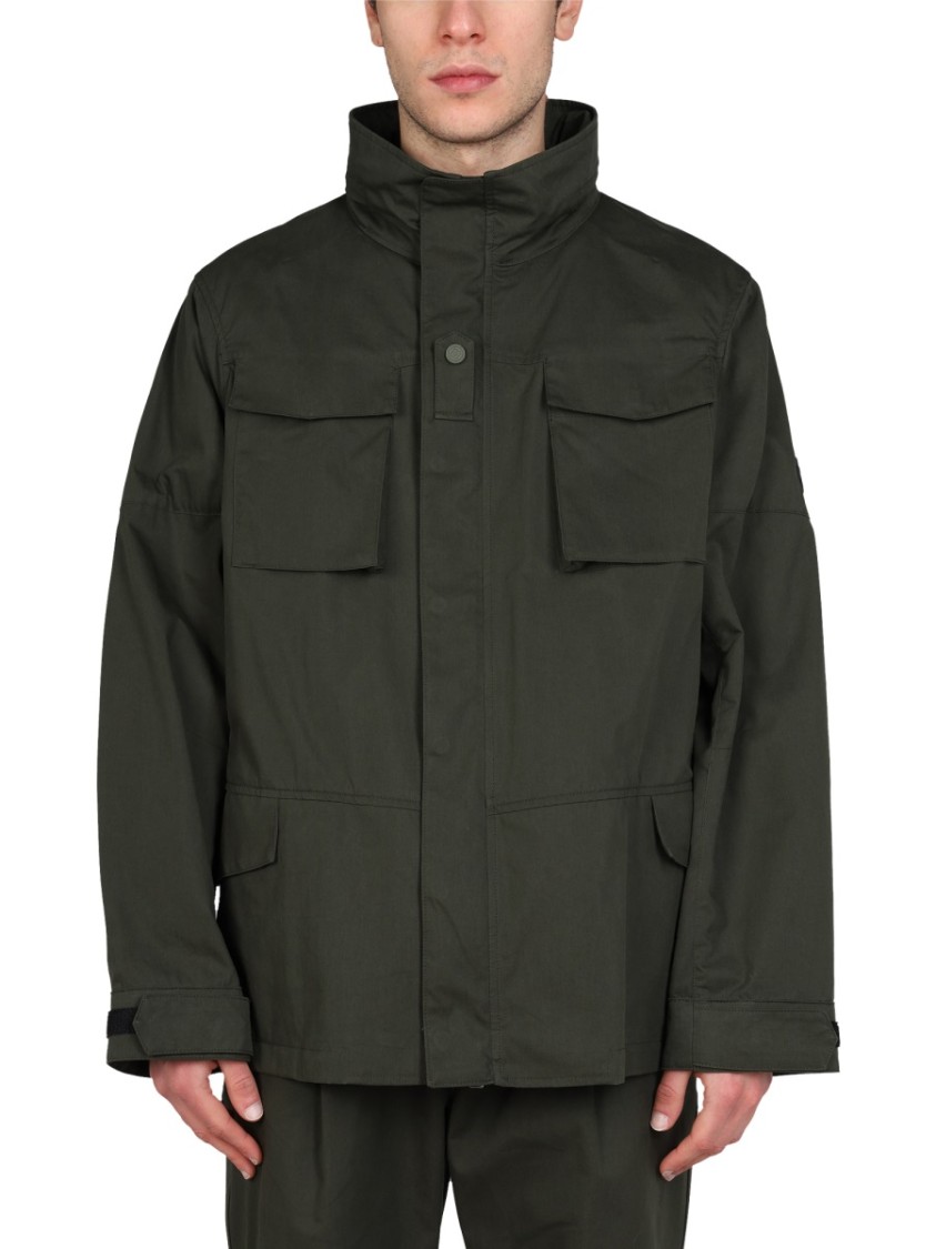 Lardini Structured High Neck Jacket With Button Zwart