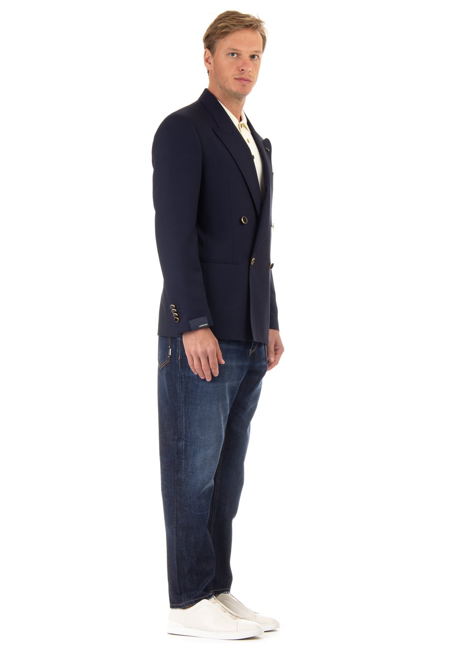 Lardini Attitude Line Double-Breasted Wool Jacket Zwart