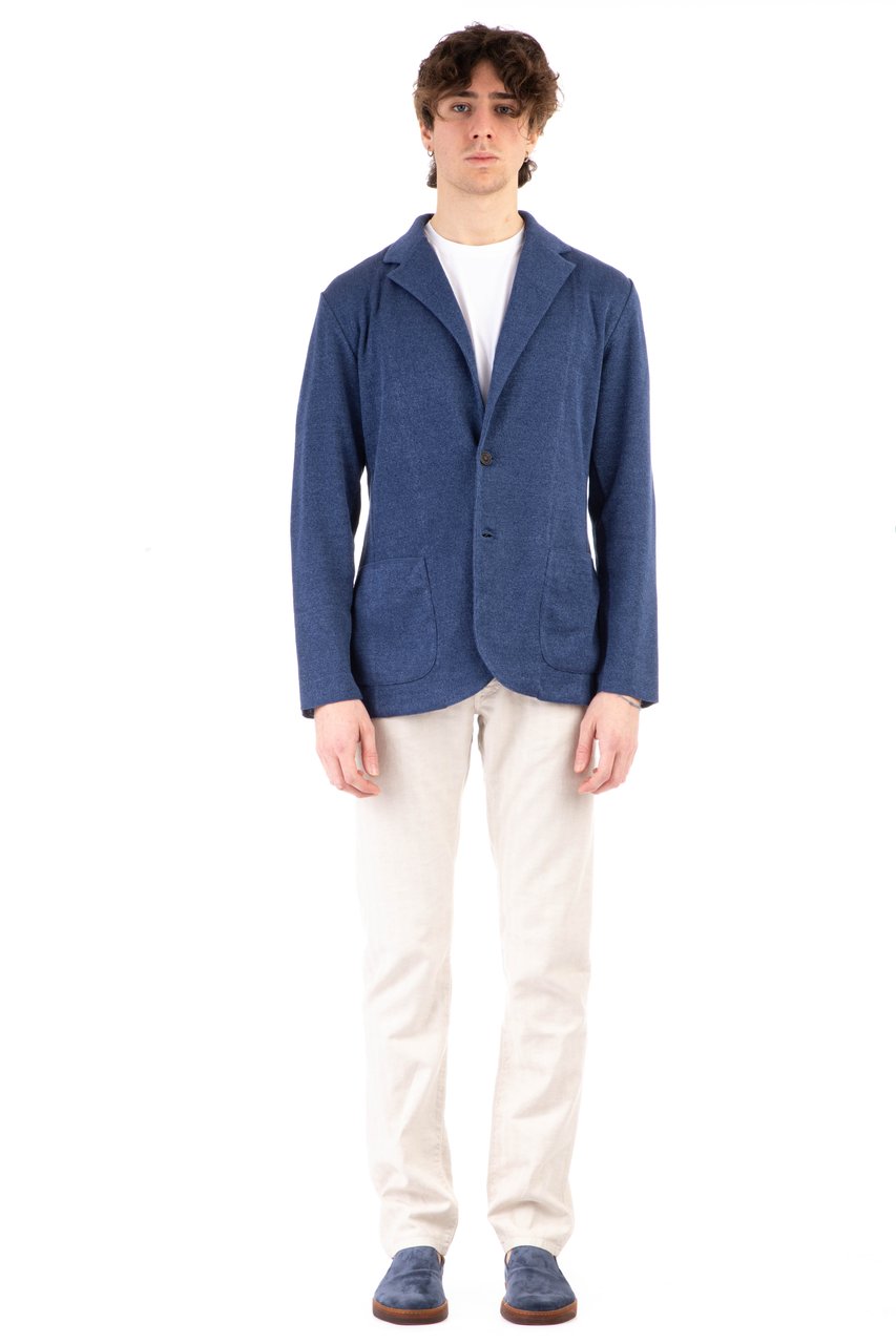 Lardini Linen-Cotton Knit Jacket Blauw