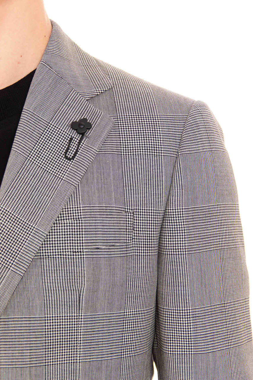 Lardini Prince of Wales Wool Suit Grijs