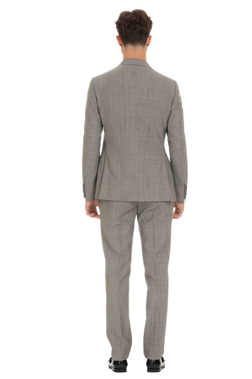 Lardini Prince of Wales Wool Suit Grijs