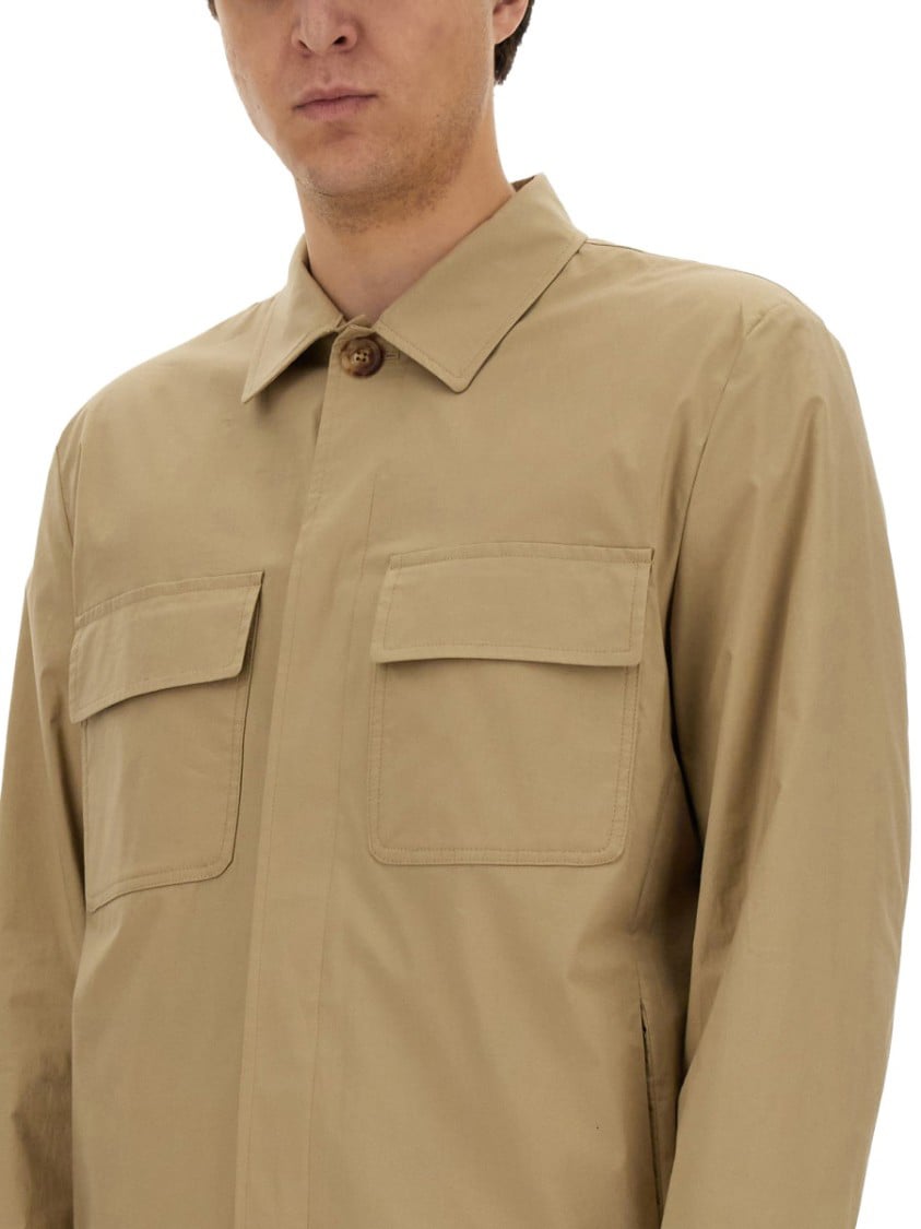 Lardini Structured Cotton-Blend Shirt Jacket Neutraal
