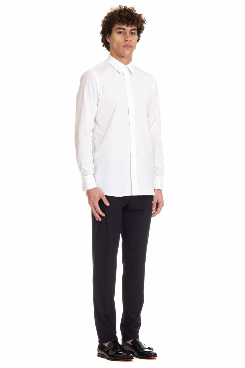 Lardini Ceremony Shirt with Covered Buttons Wit
