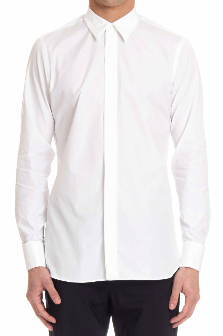 Lardini Ceremony Shirt with Covered Buttons Wit