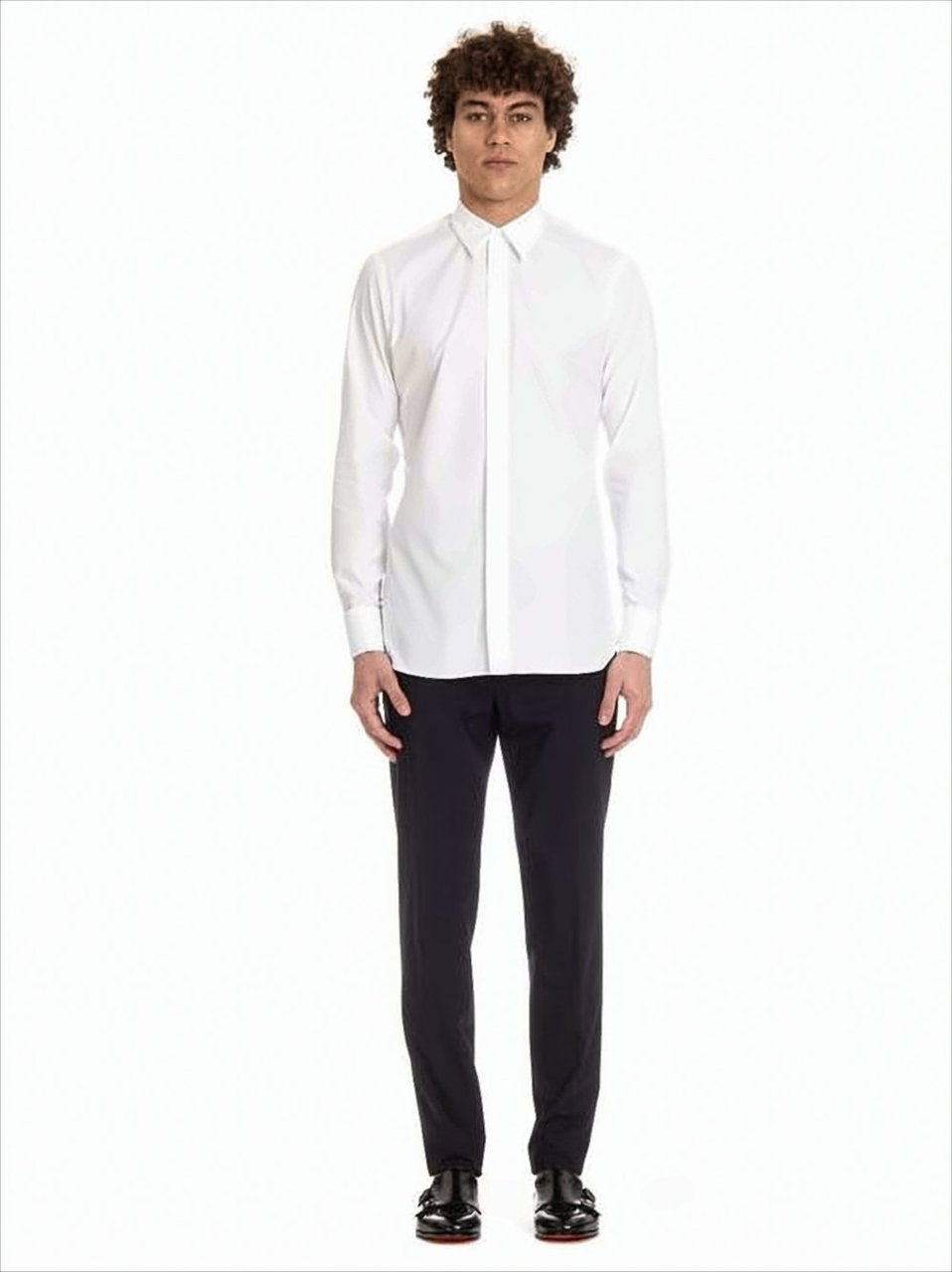 Lardini Ceremony Shirt with Covered Buttons Wit