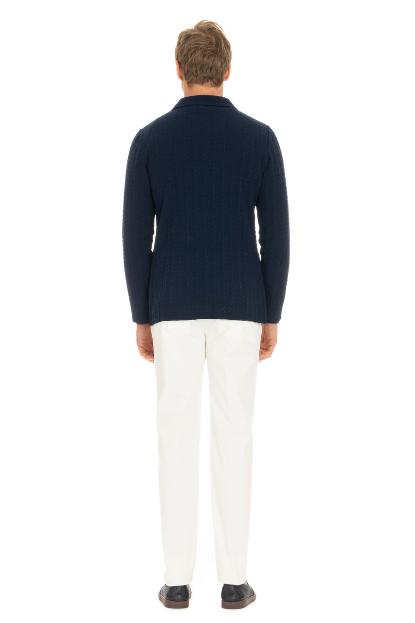 Lardini Double-Breasted Textured Fabric Blazer Zwart