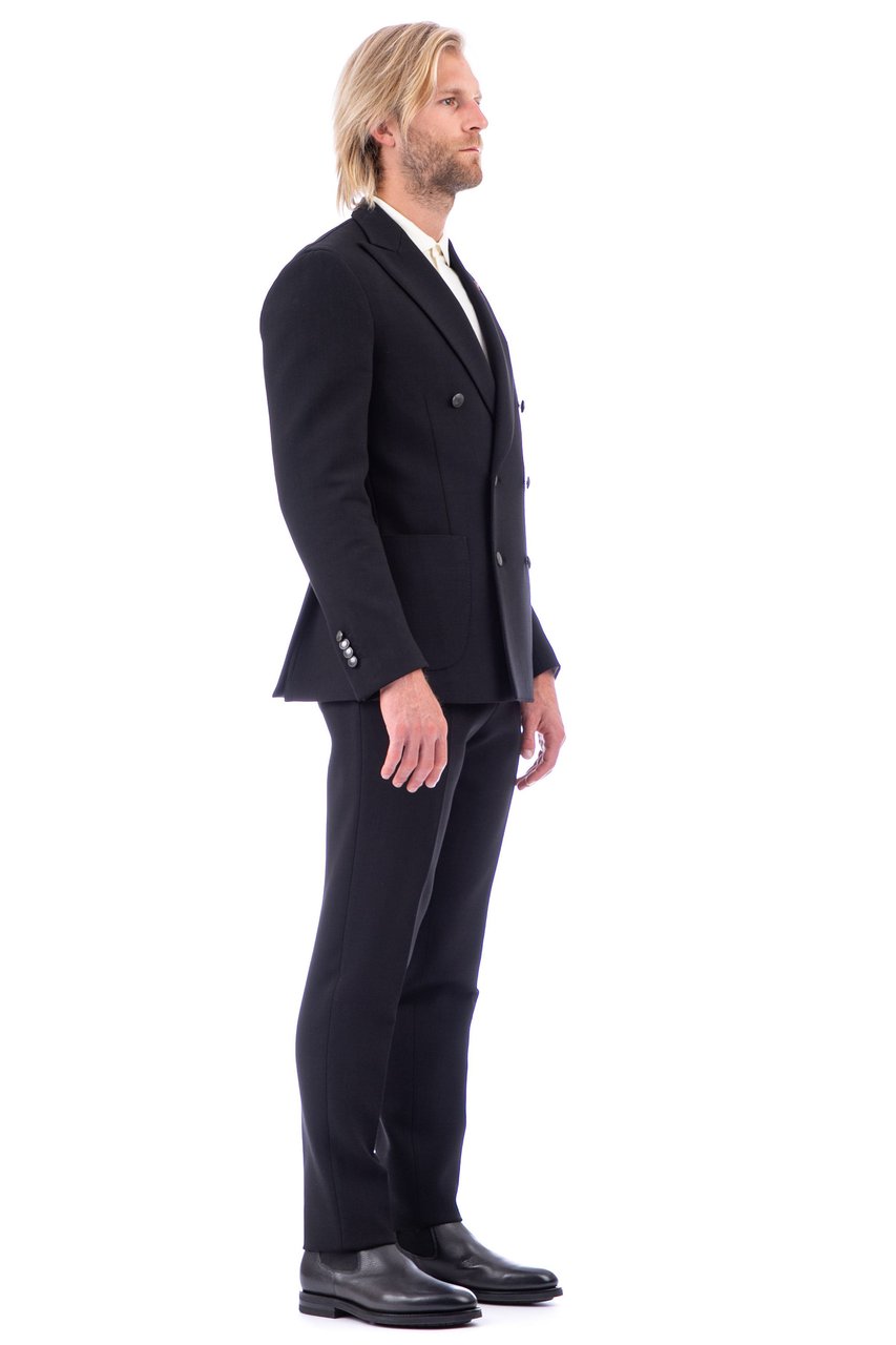 Lardini Special Technical Wool Suit Drop 7 Zwart