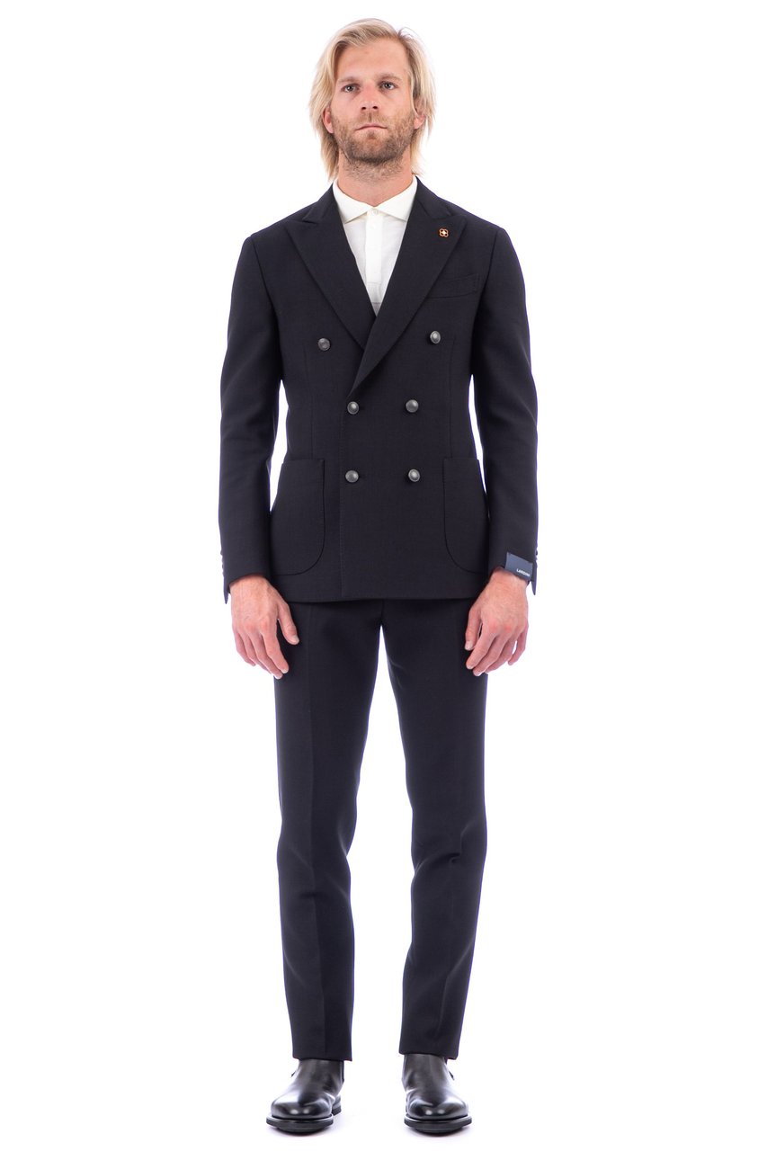 Lardini Special Technical Wool Suit Drop 7 Zwart