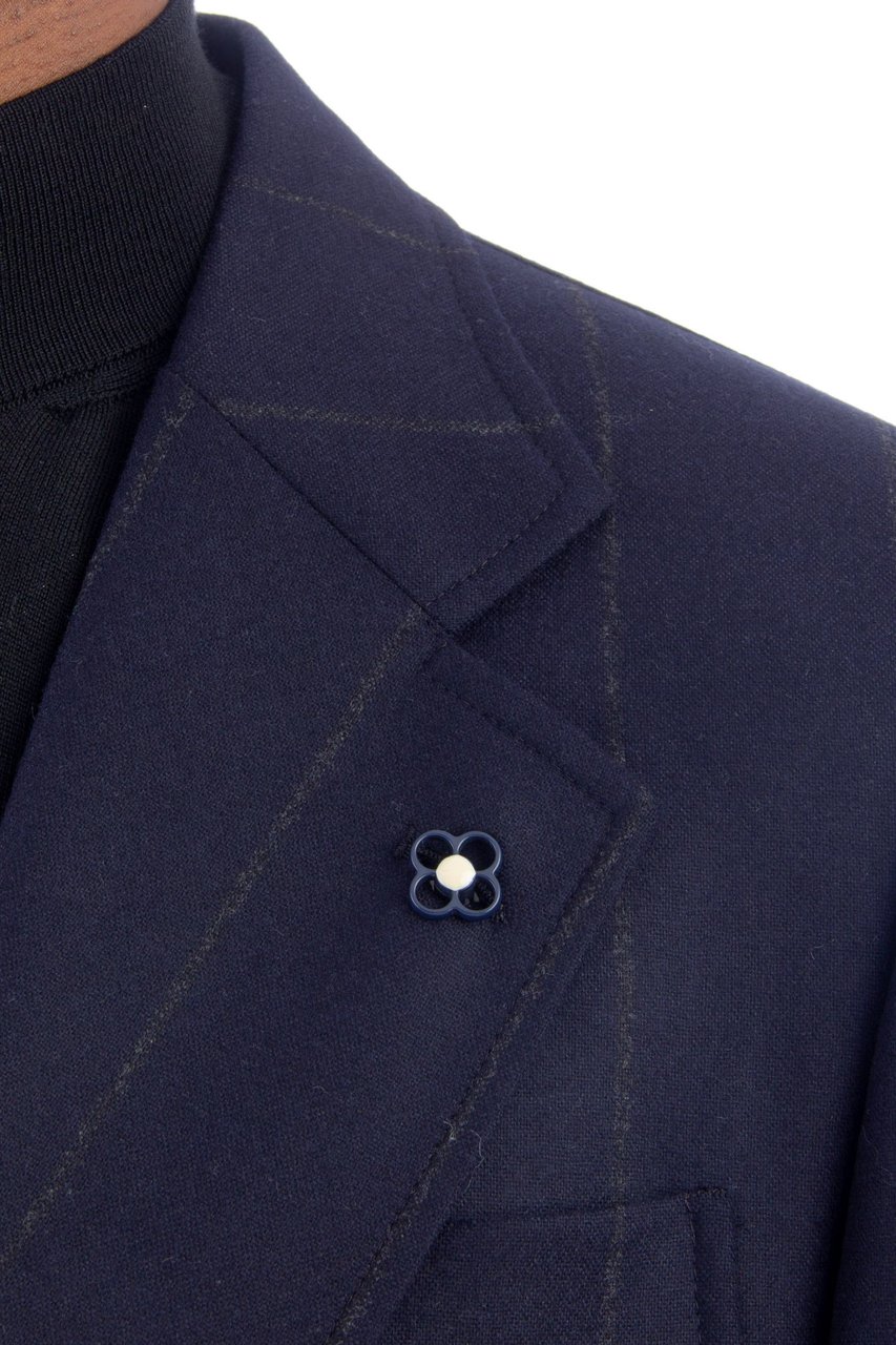 Lardini Pinstripe Wool-Cashmere Loro Piana Suit Attitude Line Zwart