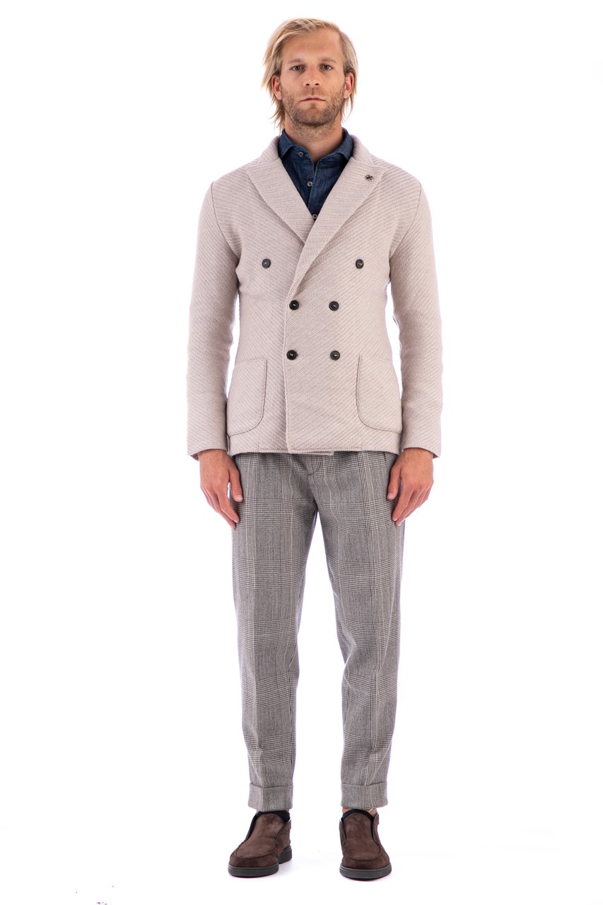 Lardini Double-Breasted Wool Jacket-Sweater Grijs