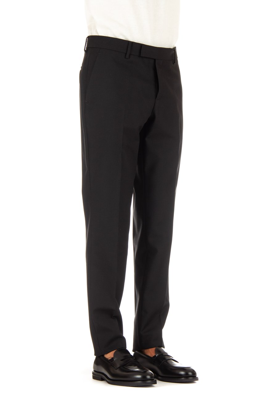 Lardini Black Tailored Trousers in Wool-Mohair Blend Zwart