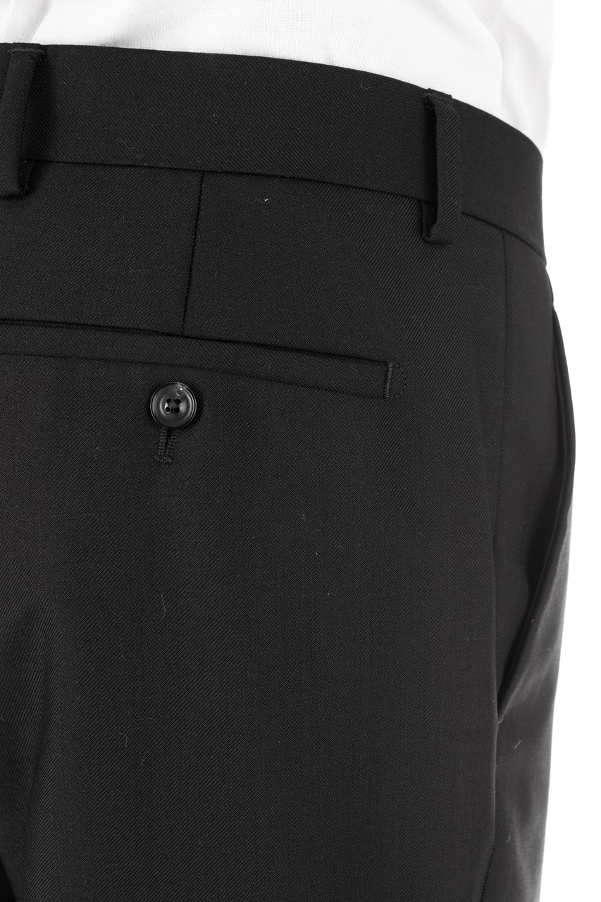 Lardini Black Tailored Trousers in Wool-Mohair Blend Zwart