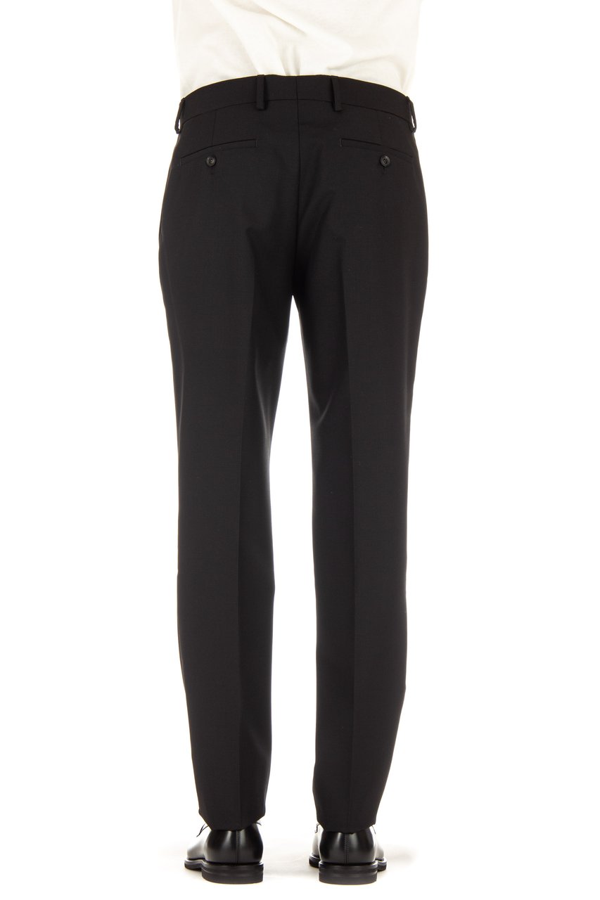 Lardini Black Tailored Trousers in Wool-Mohair Blend Zwart