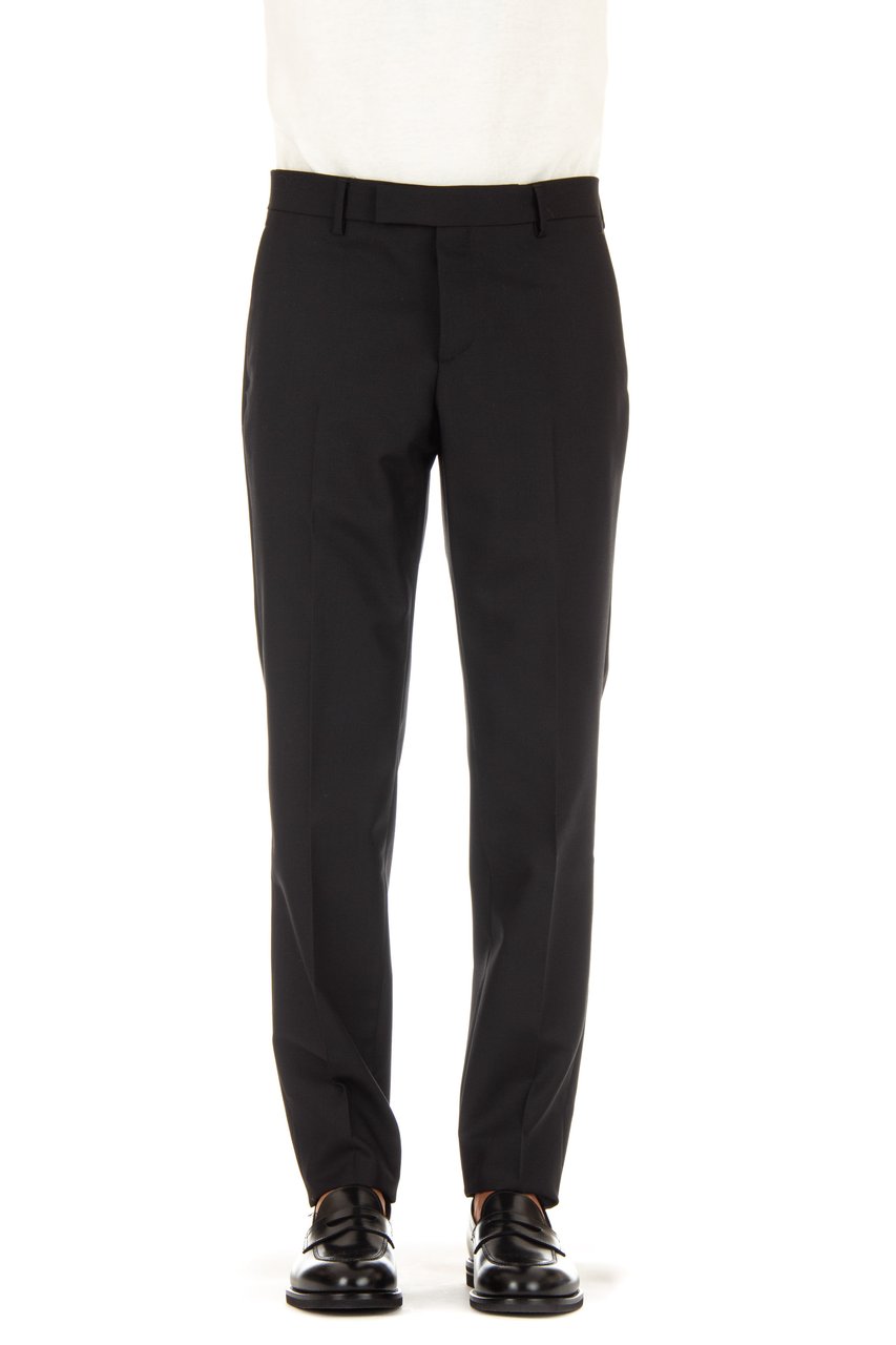 Lardini Black Tailored Trousers in Wool-Mohair Blend Zwart