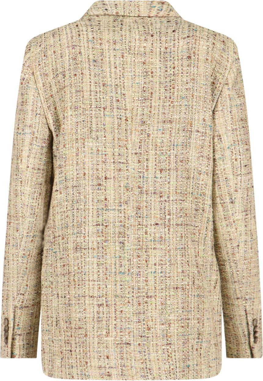 Lardini Double-Breasted Textured Tweed Jacket Neutraal