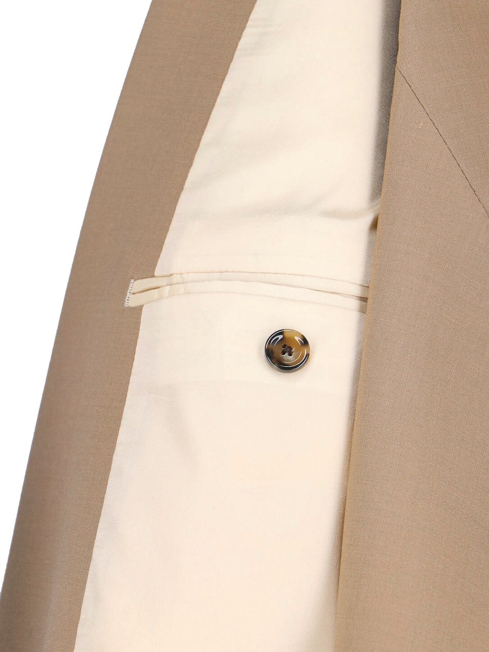 Lardini Beige Double-Breasted Wool Blend Blazer Neutraal