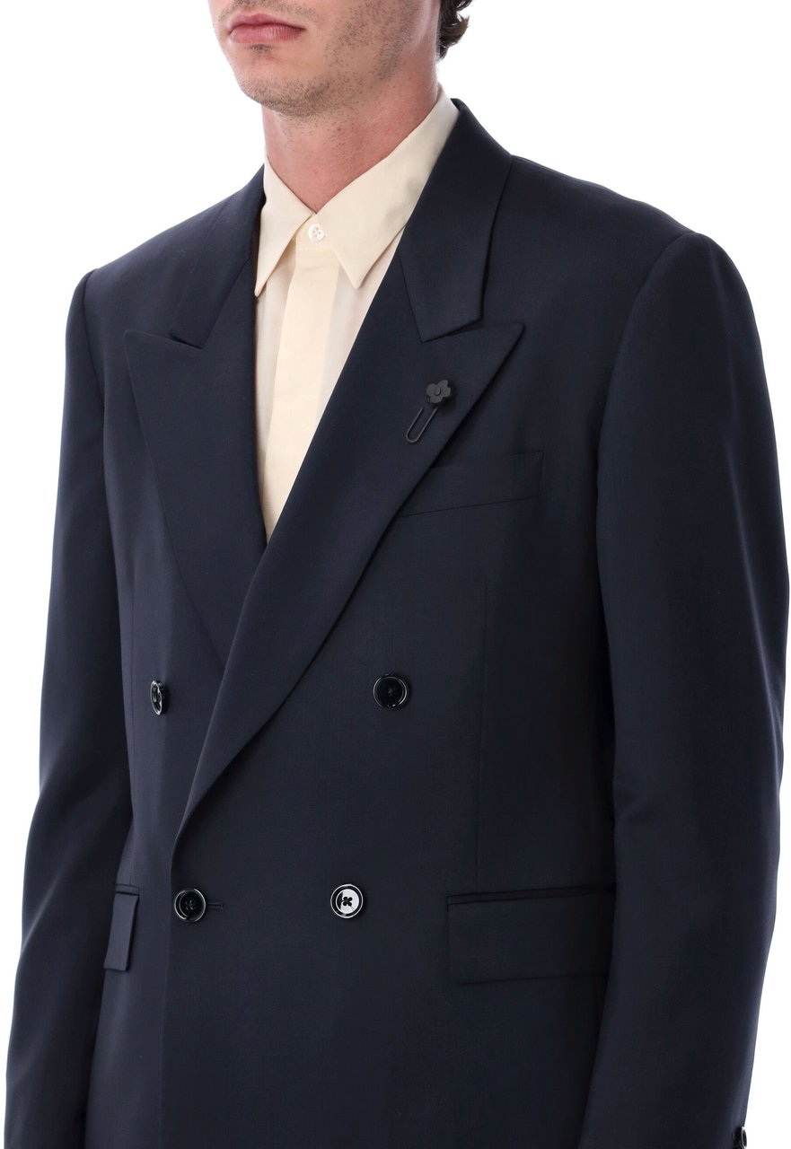 Lardini Lardini Soirée double-breasted navy wool jacket Blauw