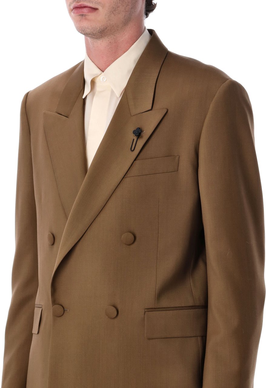 Lardini Lardini Soirée double-breasted brown wool jacket Bruin