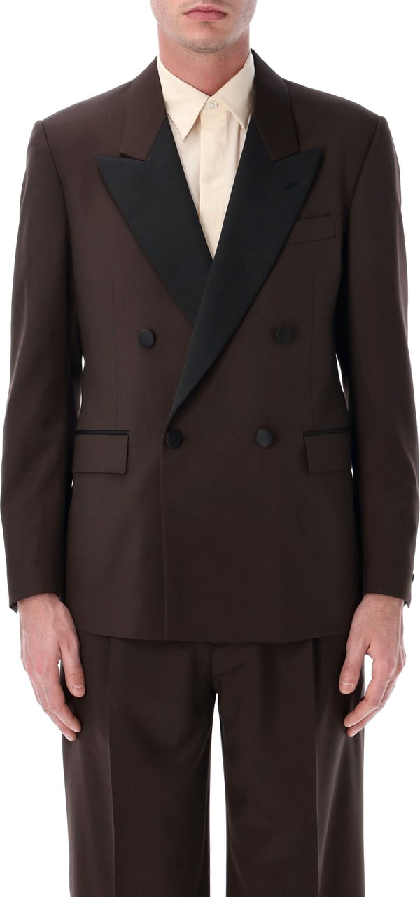 Lardini Lardini Soirée wool double-breasted Smoking jacket Bruin
