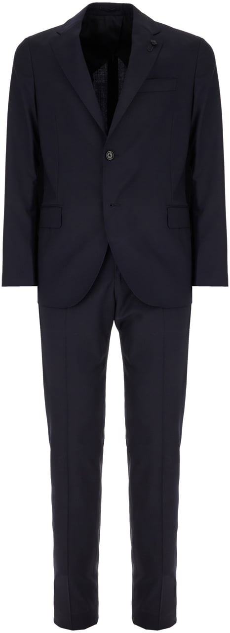 Lardini Lardini Navy blue cotton suit Blauw