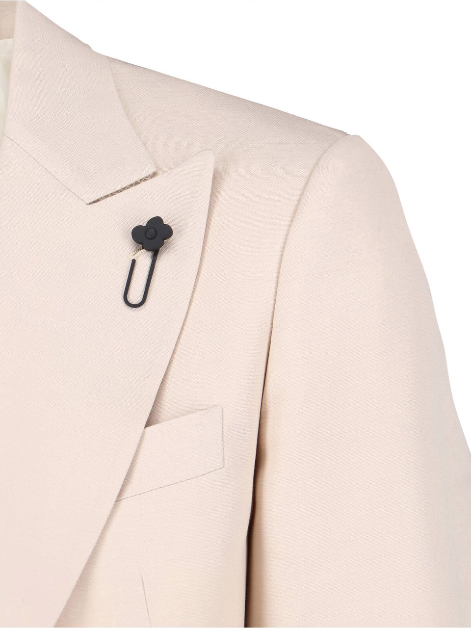 Lardini Cream Single-Breasted Viscose Blazer Neutraal
